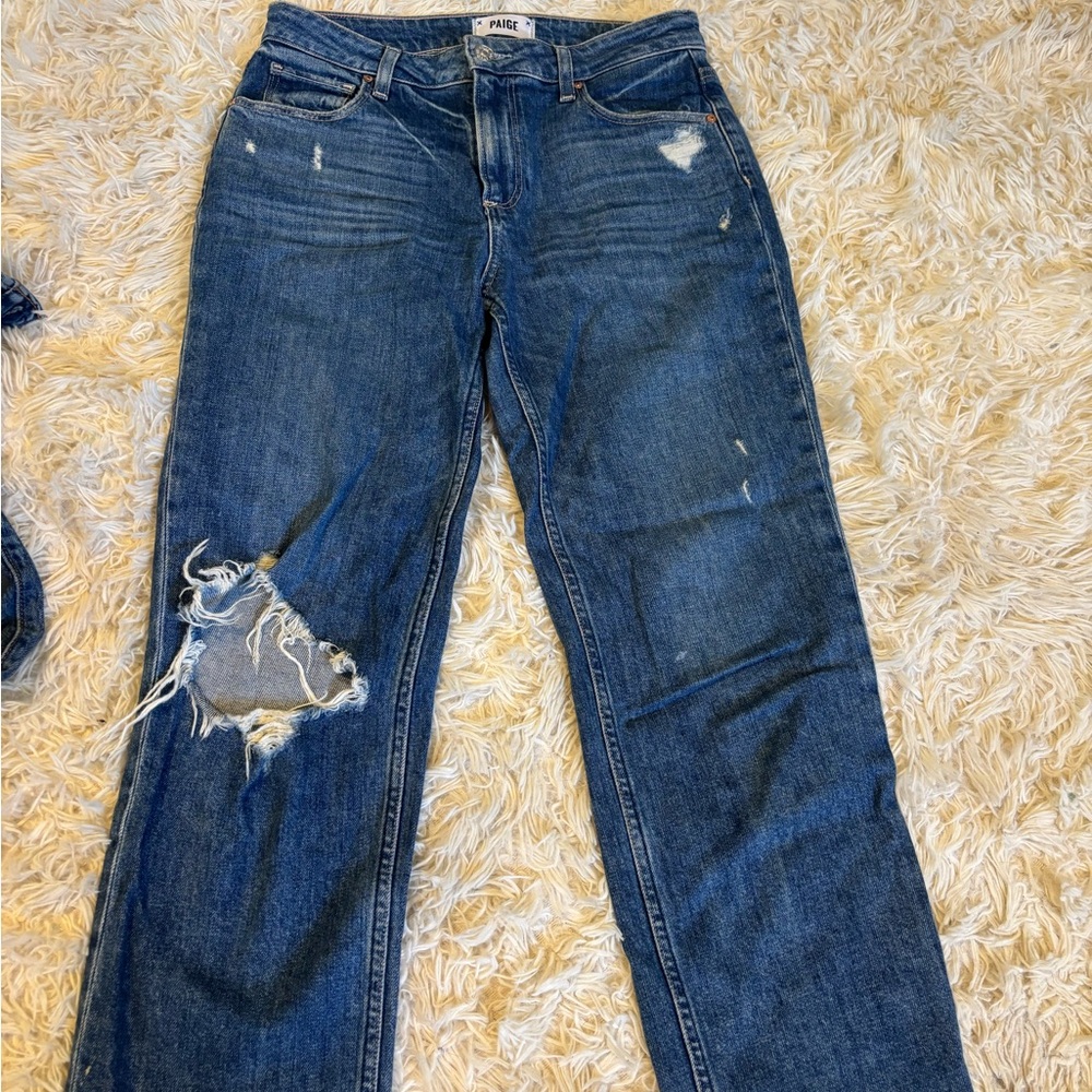 PAIGE Noella Distressed Straight High Waist Women's Jeans